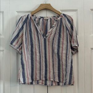 Caslon Multicolor Striped V-Neck Blouse